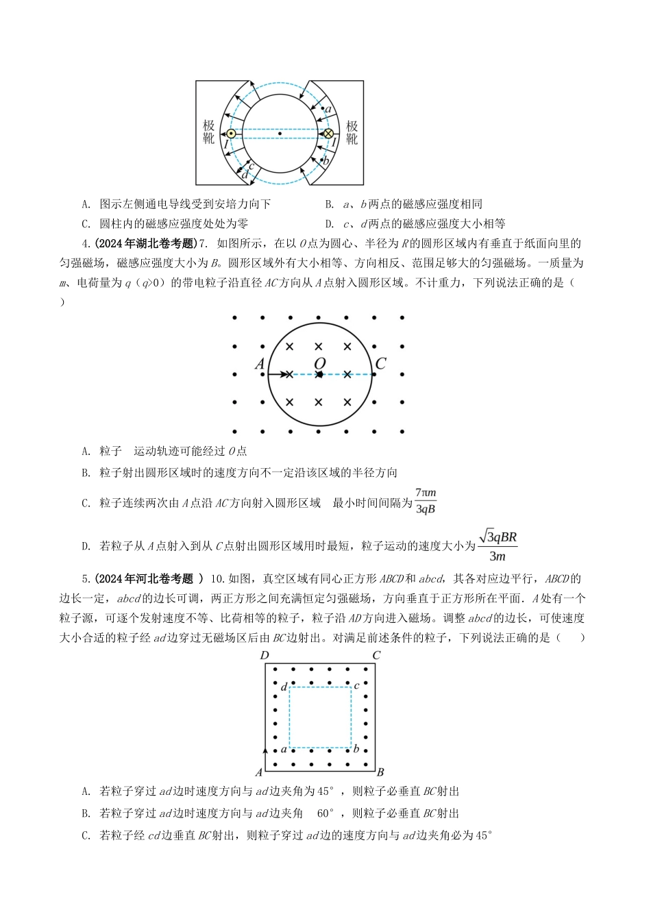 专题 磁场-2024年高考真题和模拟题物理分类汇编（学生卷） _第2页