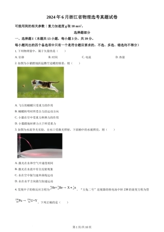 2024年高考物理试卷（浙江）（6月）（空白卷）