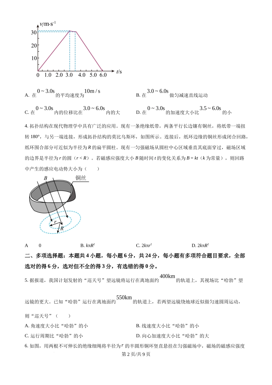 2024年高考物理试卷（福建）（空白卷）_第2页