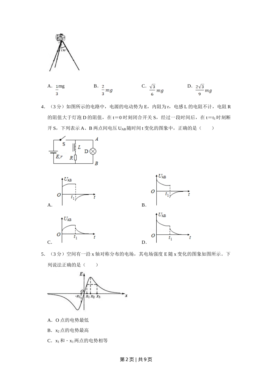2010年高考物理试卷（江苏）（空白卷）_第2页