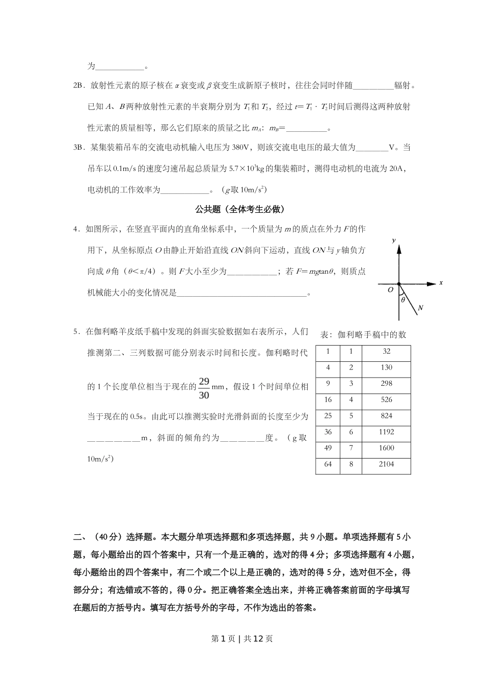 2008年高考物理试卷（上海）（空白卷）_第2页