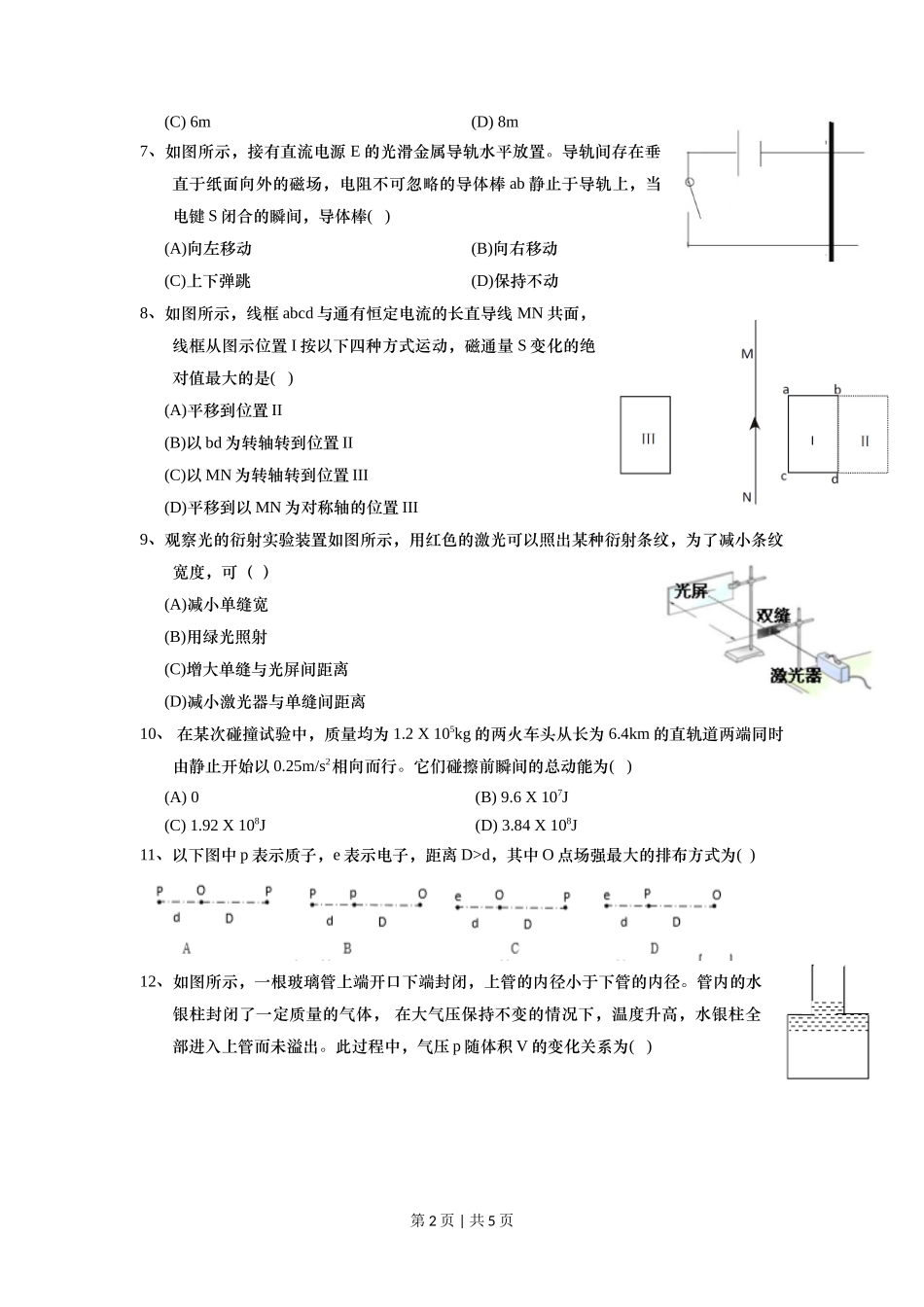2020年高考物理试卷（上海）（空白卷）_第2页