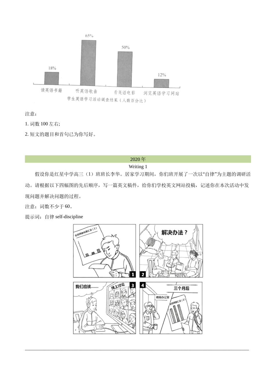 专题 书面表达图表和图画类（学生卷） --十年（2015-2024）高考真题英语分项汇编（全国通用）_第2页