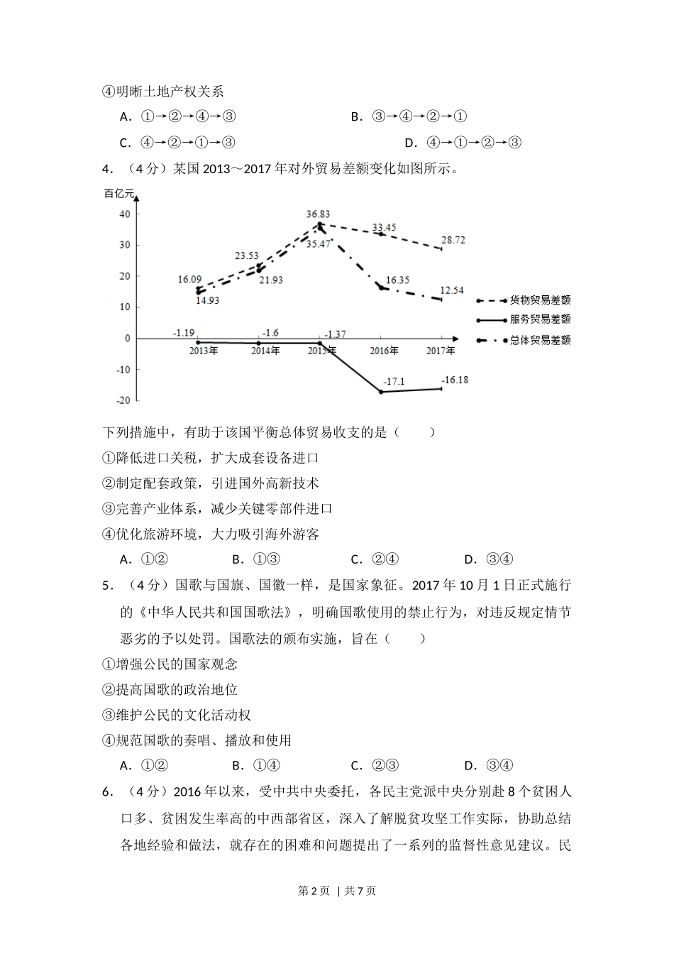 2018年高考政治试卷（新课标Ⅲ）（空白卷）_第2页