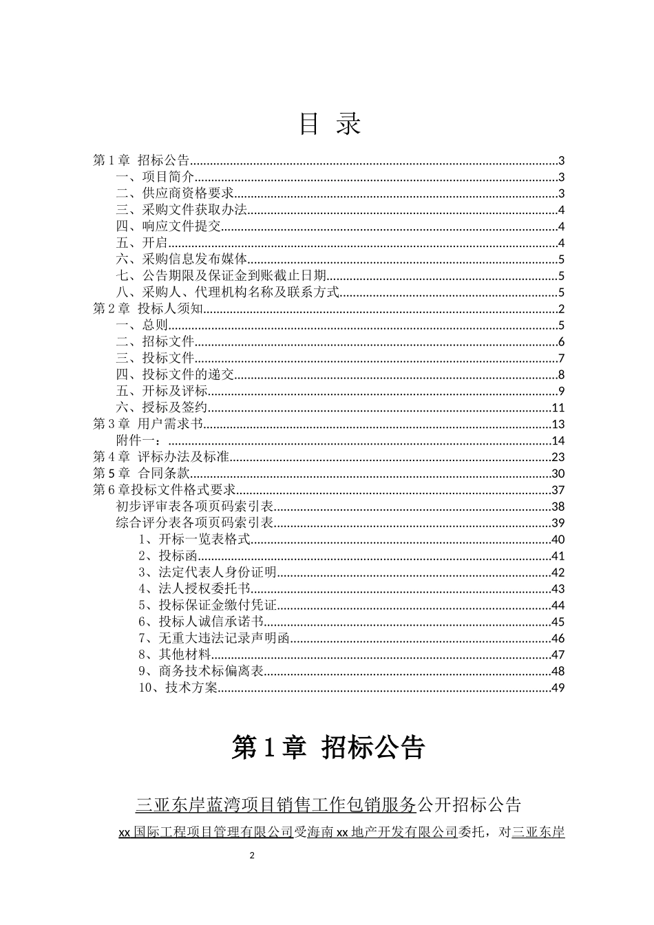 三亚东岸蓝湾项目销售工作包销服务招标文件_第2页