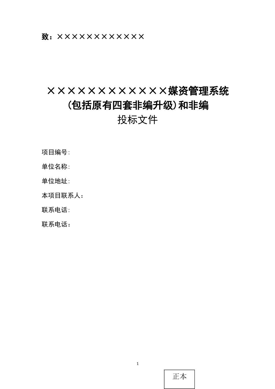 广播电视行业投标书模板_第1页