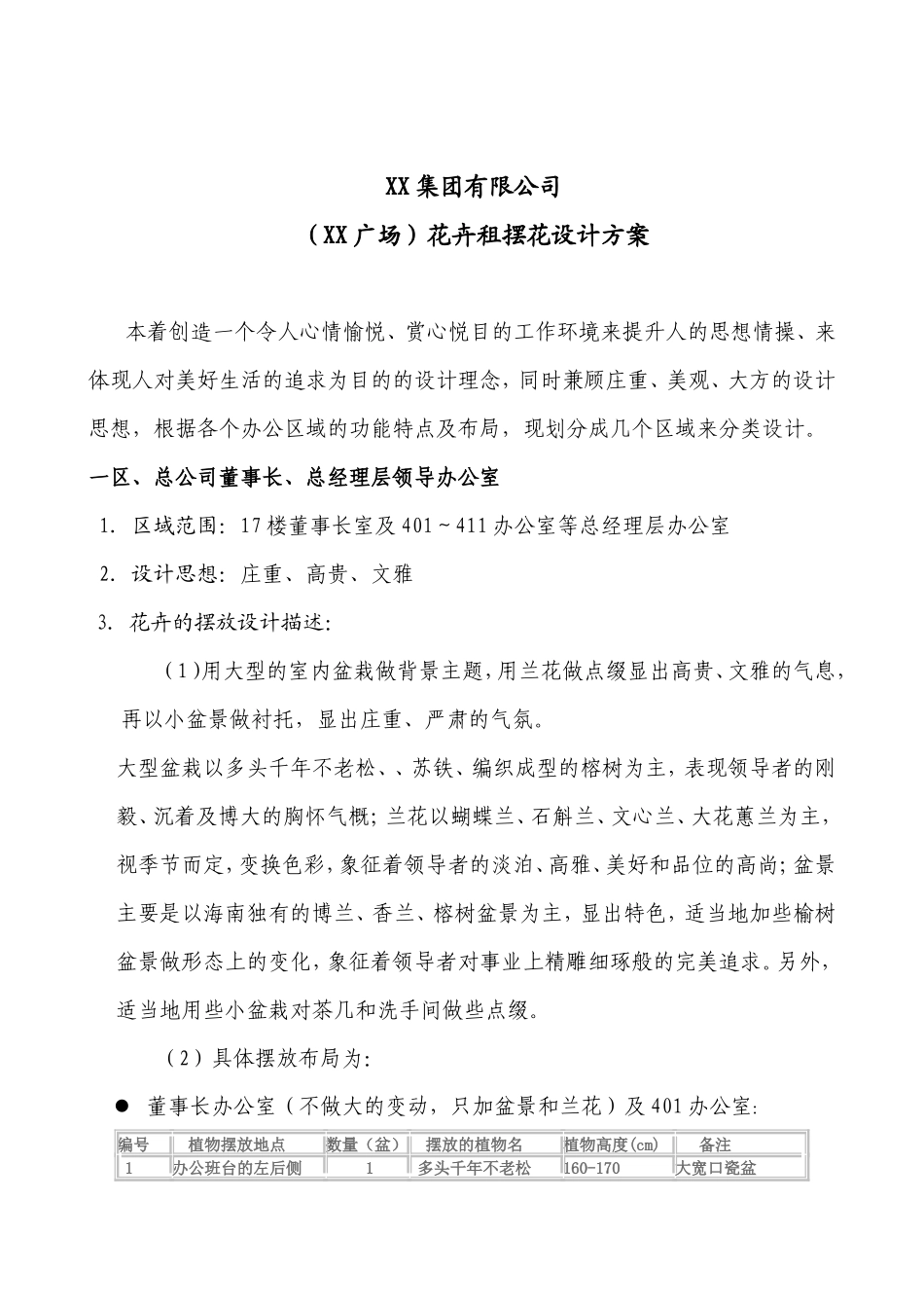 鲜花盆栽花卉植物租摆设计方案0324_第1页