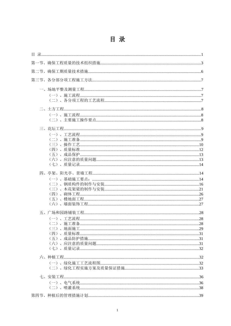 标准园林绿化工程施工组织设计方案范本_第1页