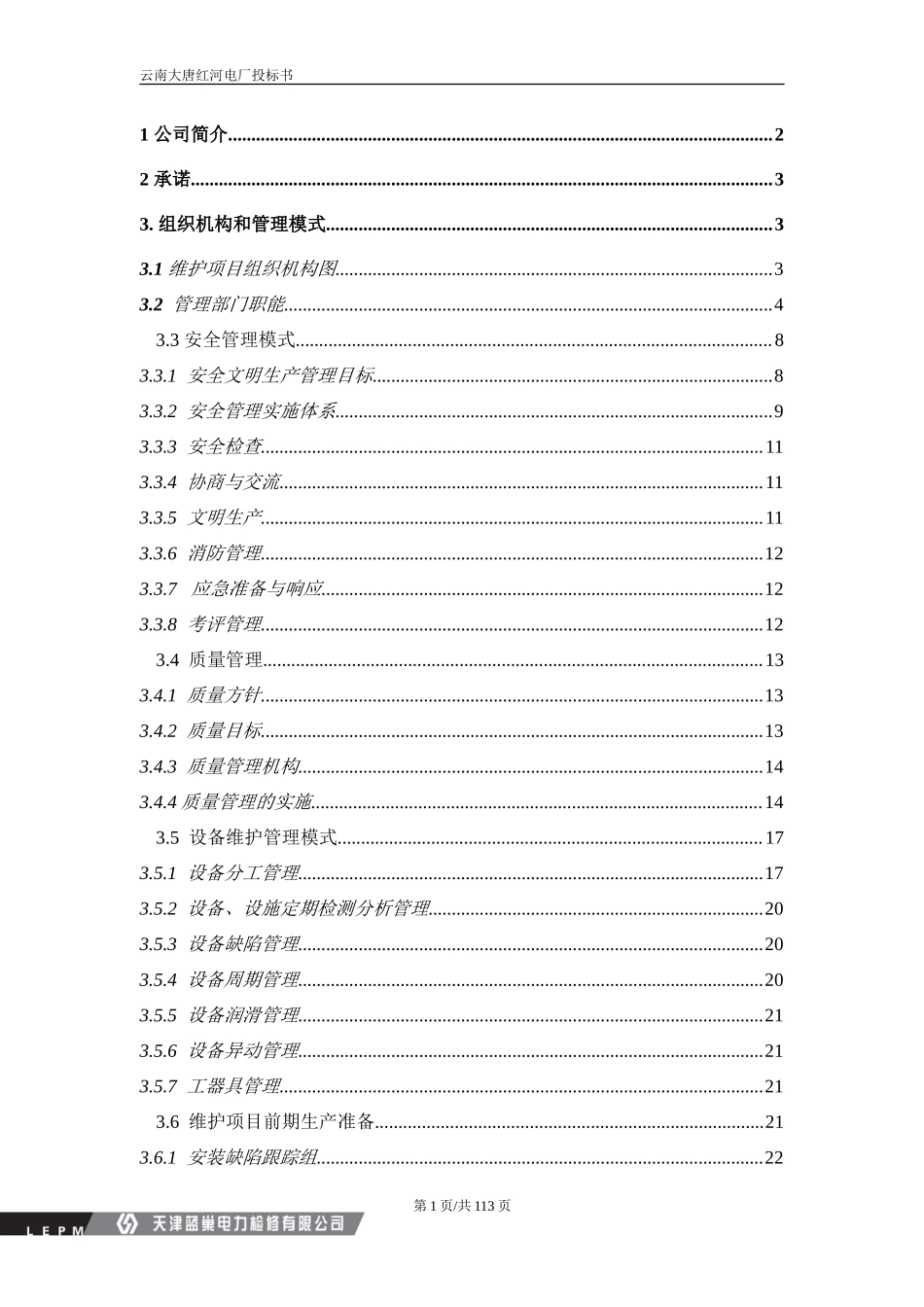 红河电厂投标书_第1页