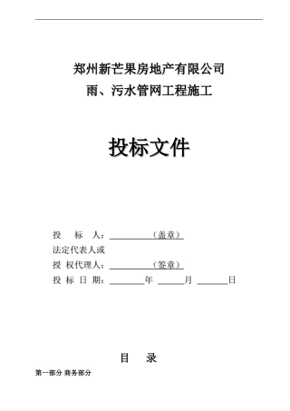 新芒果双河湾雨、污水管网工程投标书