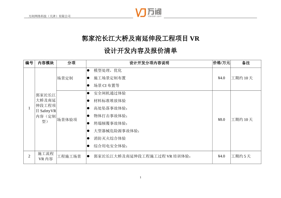 VR部分报价单_第1页