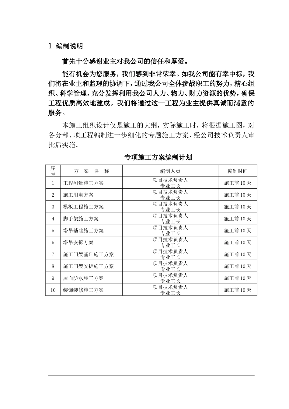 “塞纳河畔”商住楼10#工程投标方案_第1页