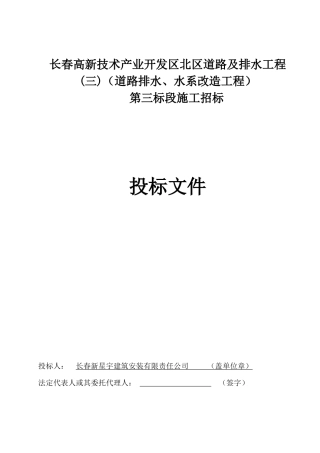 道路及排水工程投标书