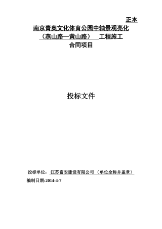 南京青奥文化体育公园中轴景观亮化投标文件