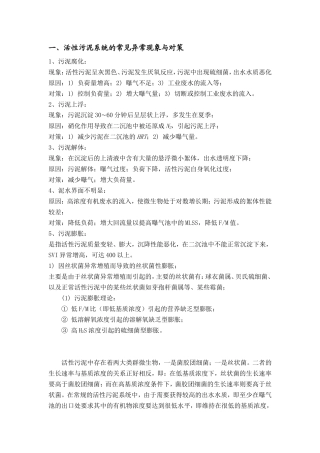 活性污泥系统的常见异常现象与对策