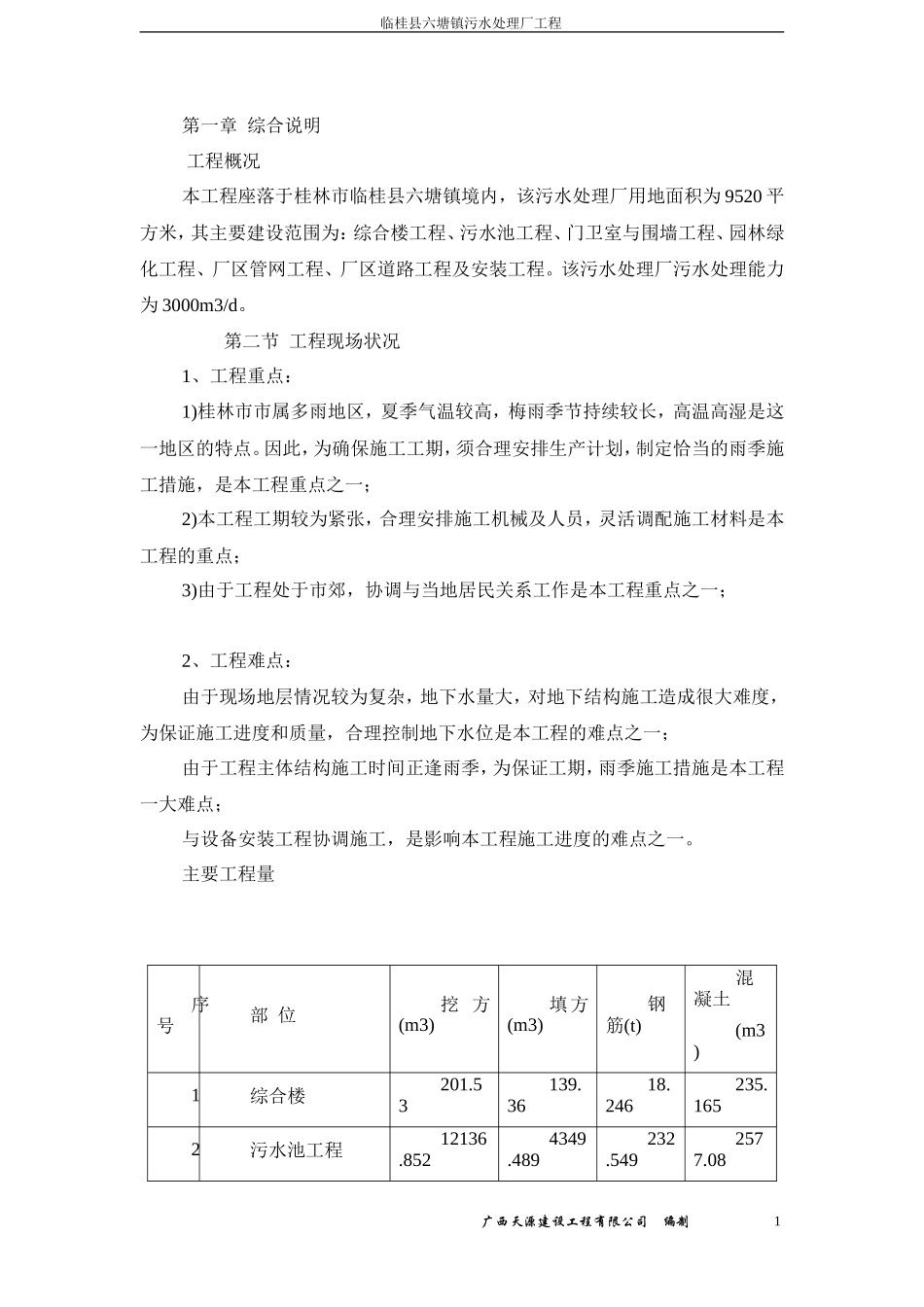 临桂县六塘镇污水处理厂施工组织设计_第1页