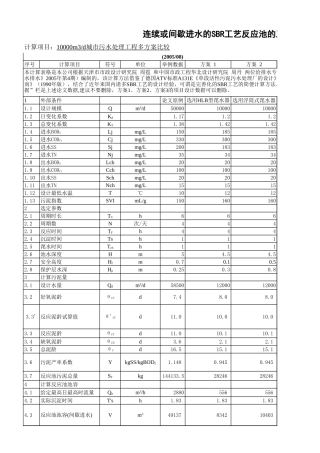 连续或间歇进水的SBR工艺反应池的工程设计计算