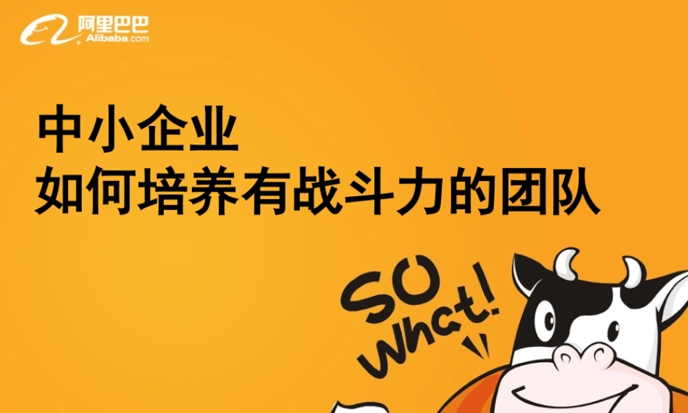 团队建设-阿里巴巴：中小企业如何培养有战斗力的团队
