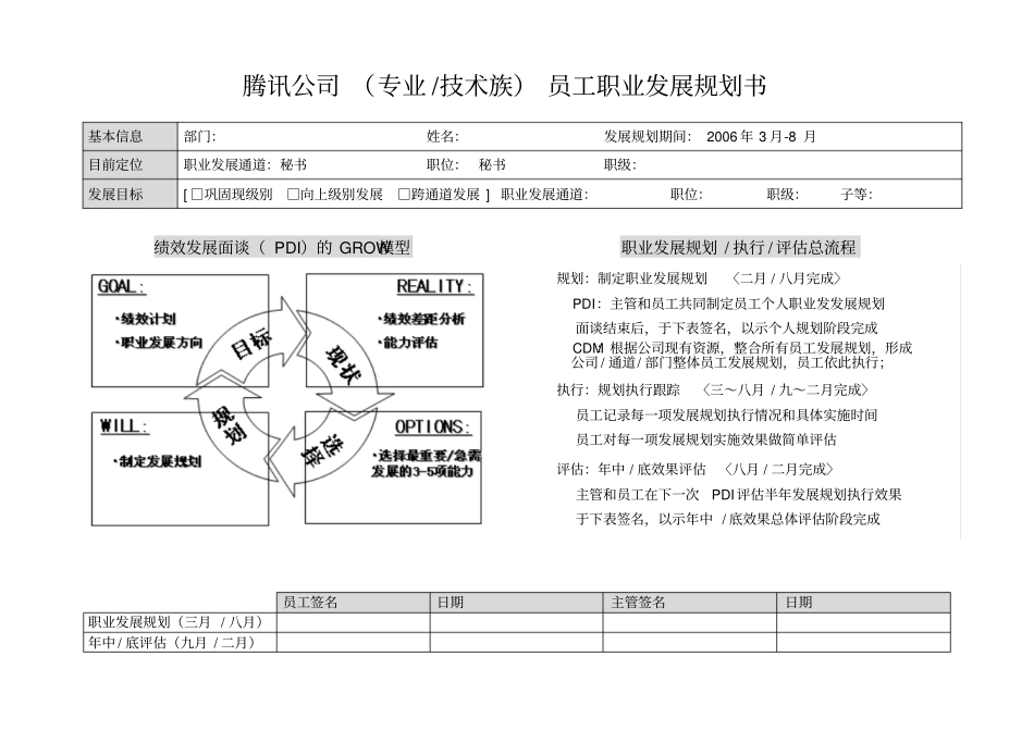 腾讯员工职业发展规划书-秘书_第1页