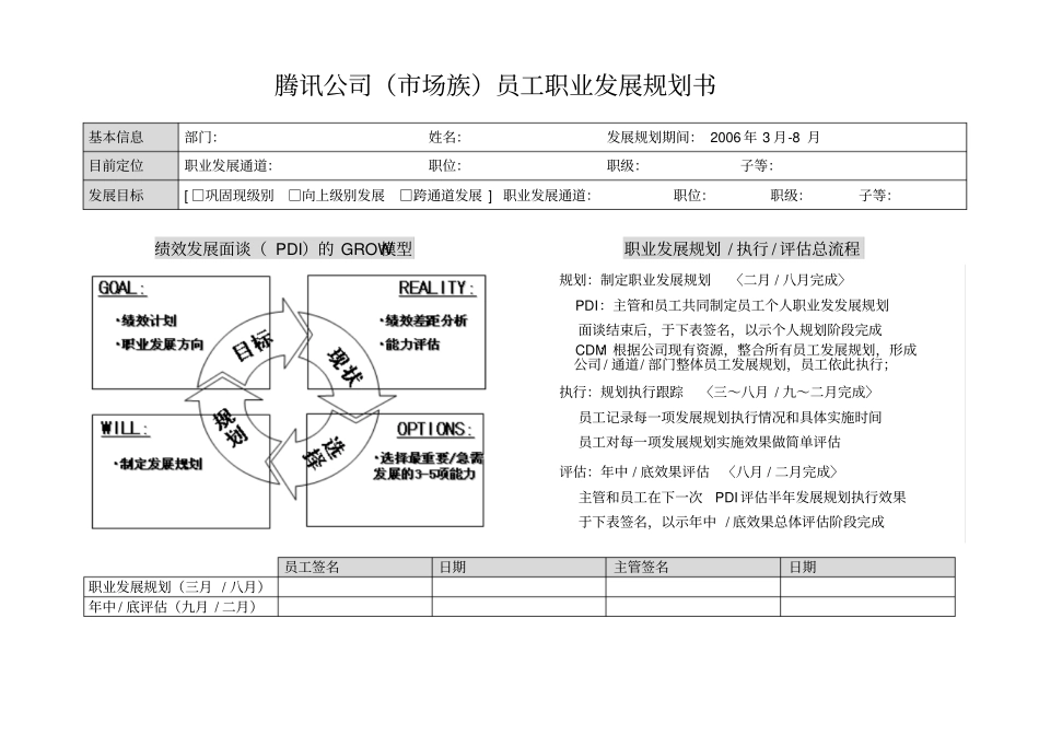 腾讯员工职业发展规划书-市场族_第1页
