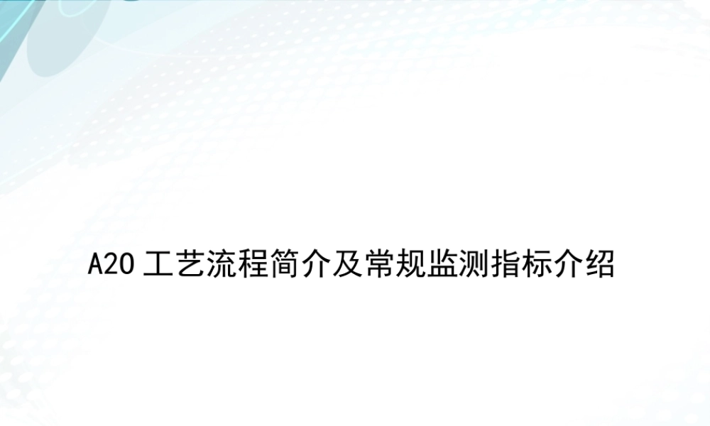 A2O工艺简介及常规指标介绍