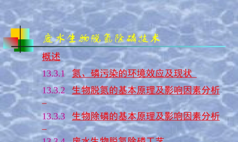 废水生物脱氮除磷技术