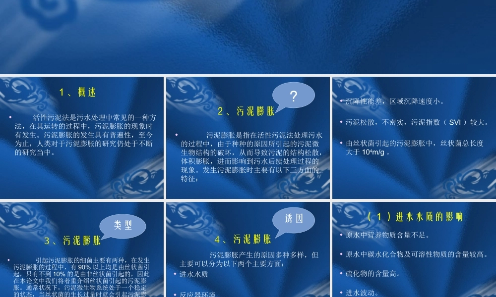 活性污泥法处理中的污泥膨胀问题