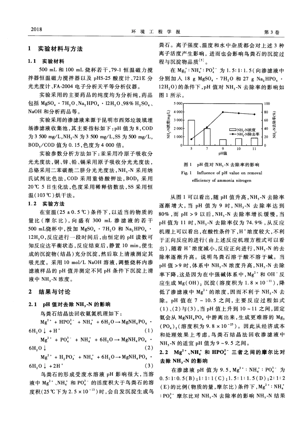 鸟粪石结晶法回收垃圾渗滤液氨氮研究_第2页