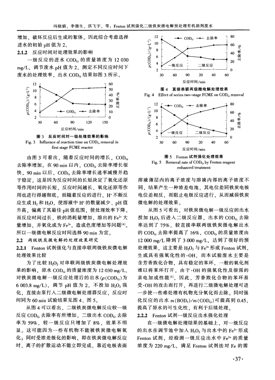 Fenton试剂强化二级铁炭微电解预处理有机助剂废水_第3页
