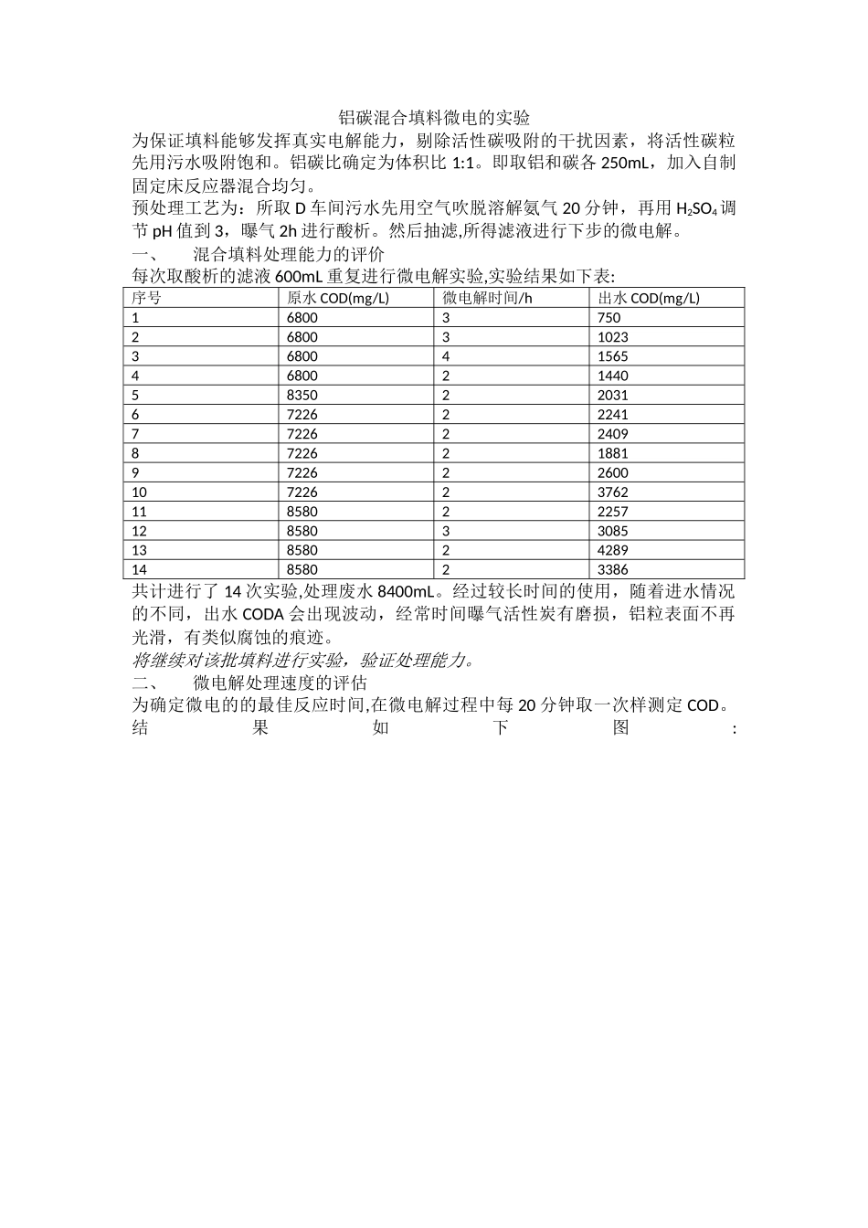 铝碳混合填料微电的实验_第1页