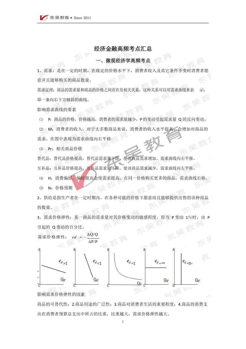 银行校招经济金融高频考点汇总_第1页