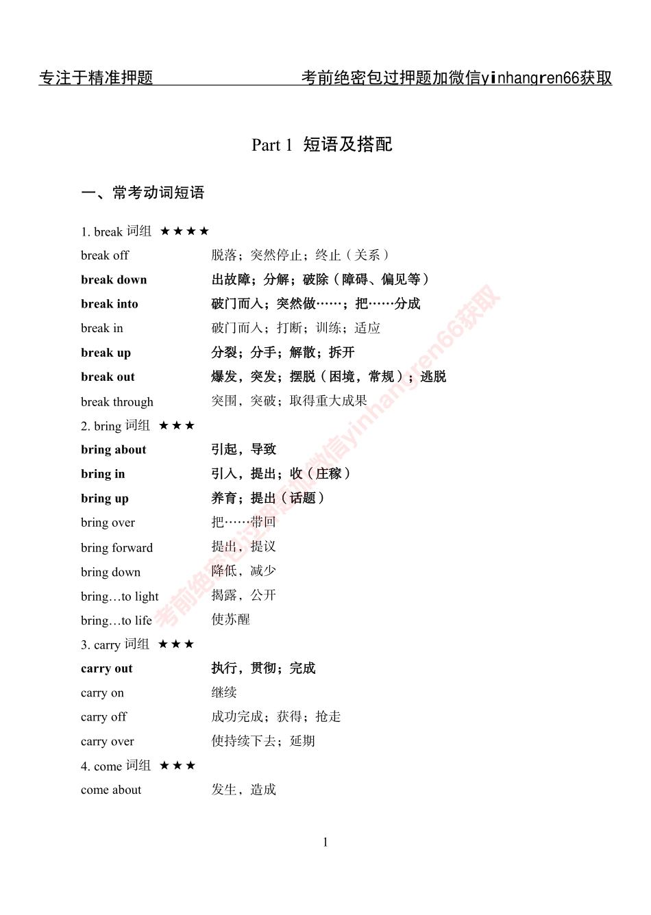 专项攻坚-英语-词汇短语手册_第1页