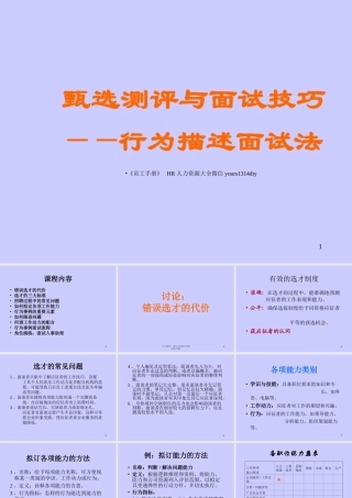 【面试方法】甄选测评与面试技巧-行为描述面试法