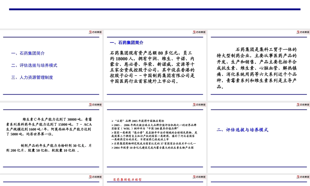【制度流程】百年基业咨询公司-石药集团-基于能力的人才评估选拔培养体系-76页