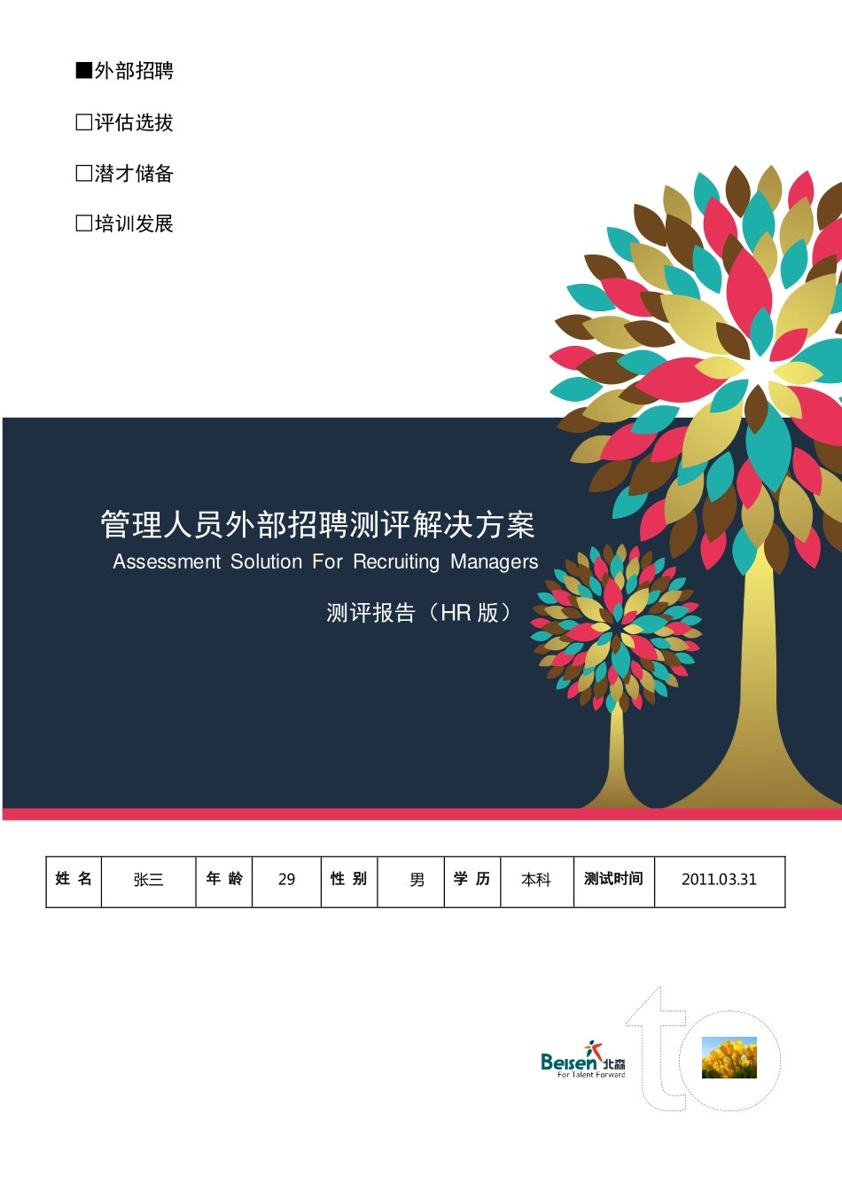 测评样本报告-管理人员外部招聘(HR版)_第1页