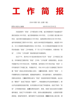 工作小组红头文件工作简报