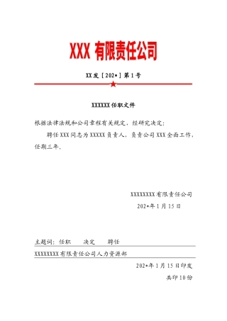 聘用总裁红头文件