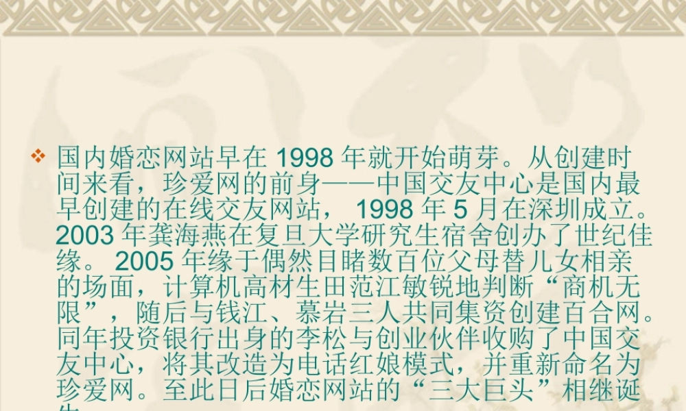 婚恋网站及其运营