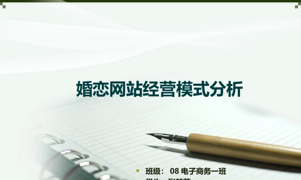 婚恋网站运营模式分析