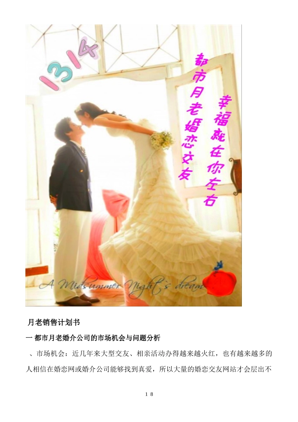 【F'A】婚介集团营销方案_第1页