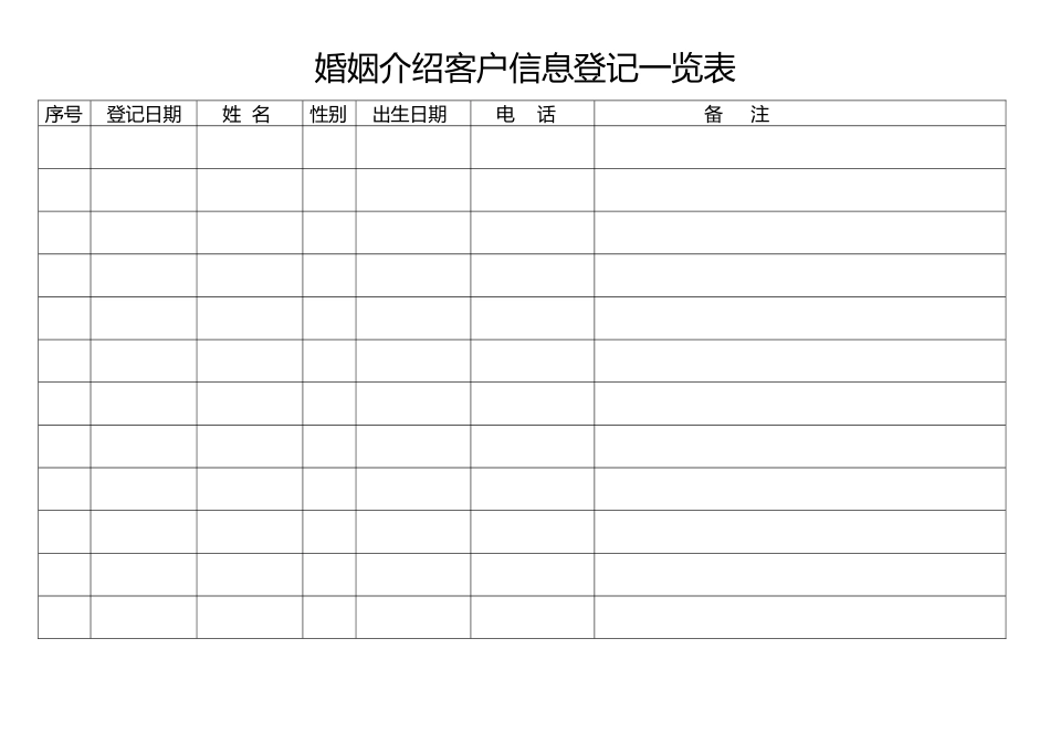 婚姻介绍客户信息登记一览表_第1页
