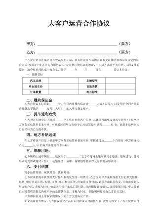 大客户运营合作协议