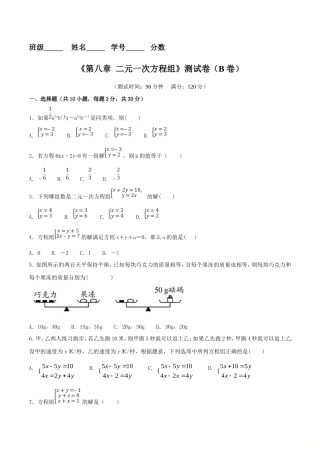 第8章 二元一次方程组（B卷）