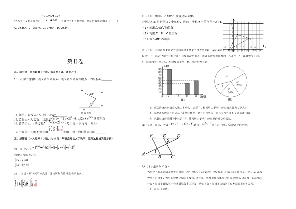 01 【人教版】七年级下期末数学试卷（含答案）_第2页