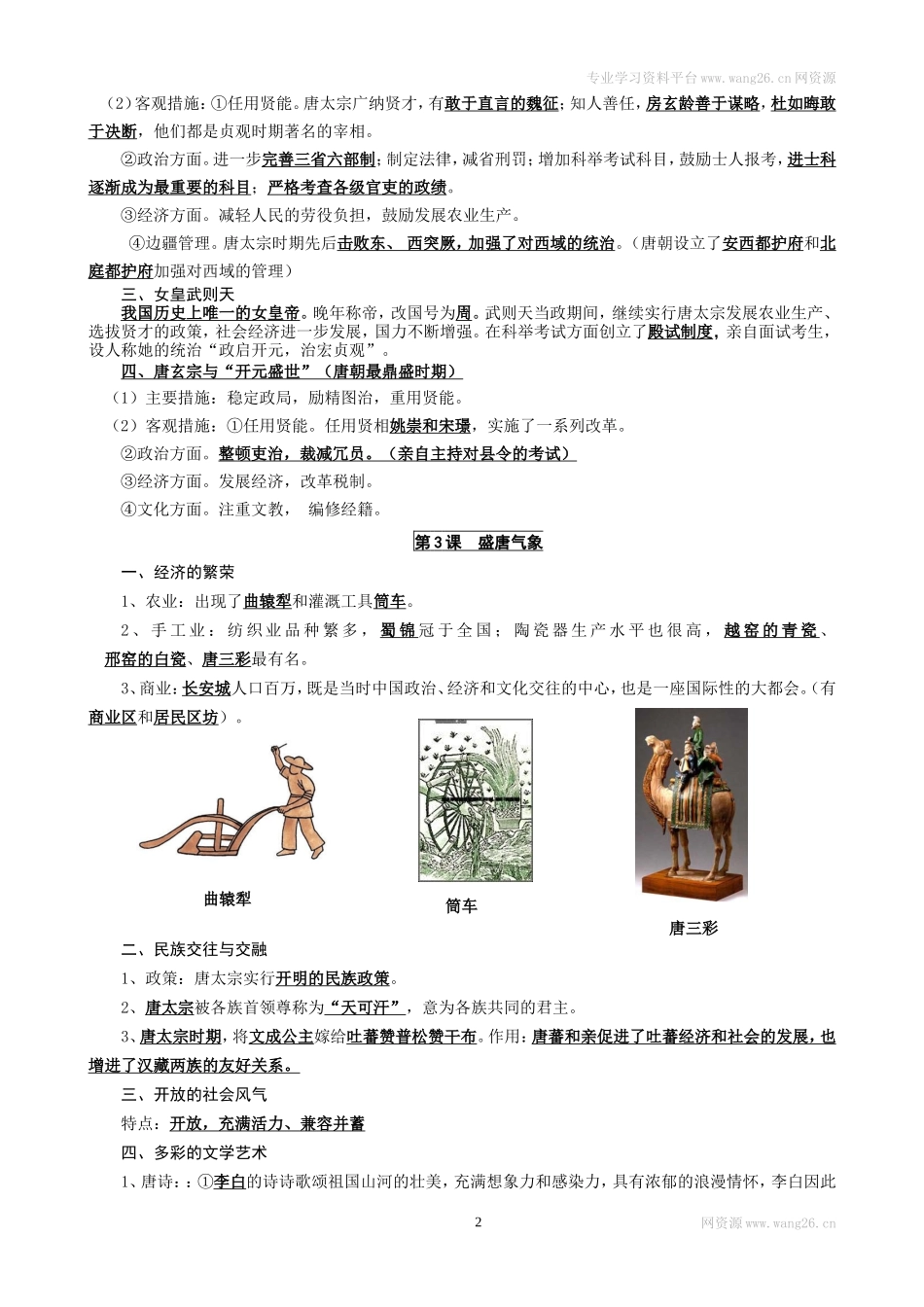 人教部编版历史七年级下册-复习提纲_第2页