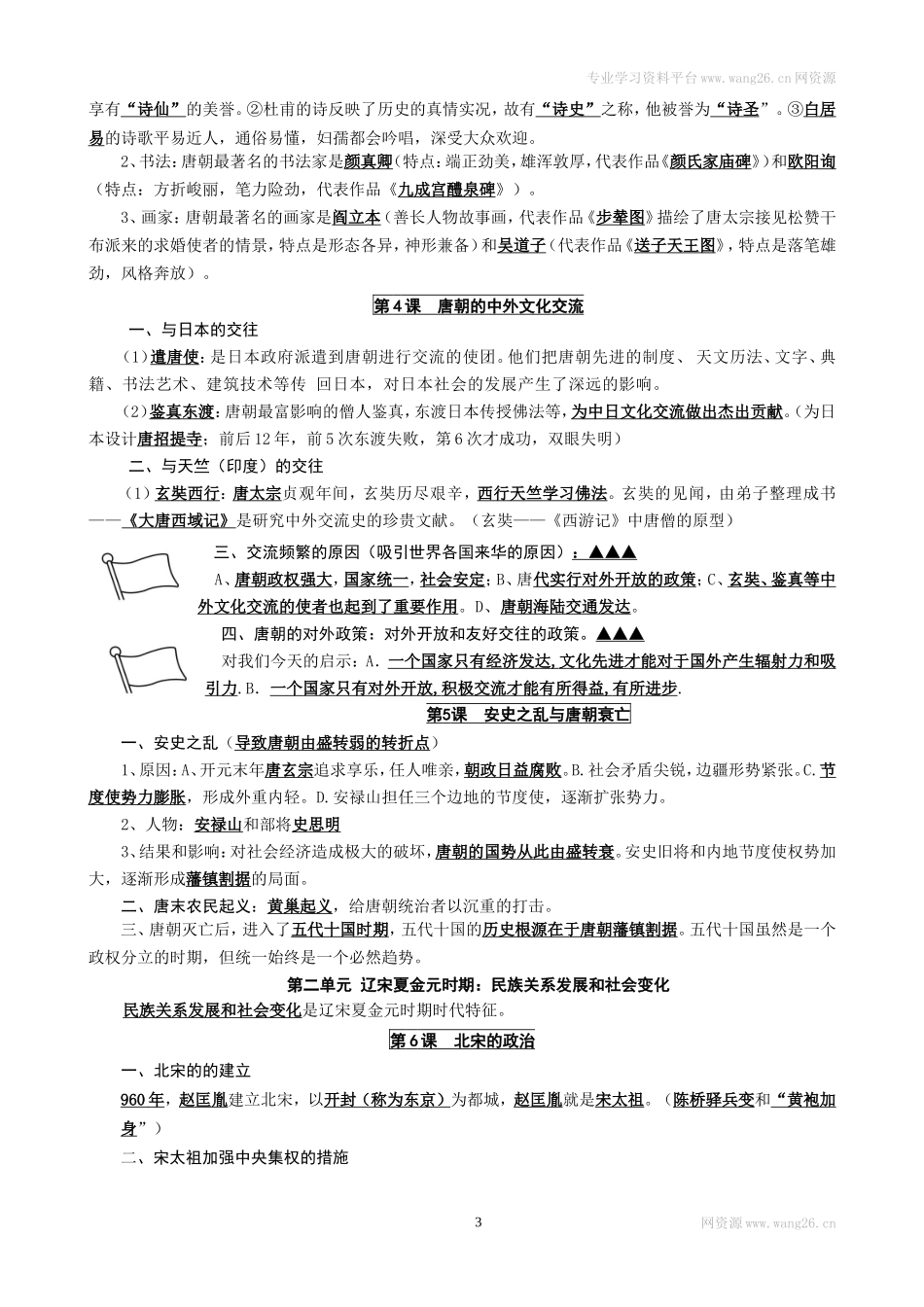 人教部编版历史七年级下册-复习提纲_第3页