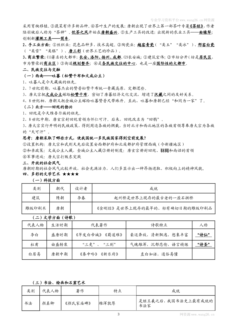 人教部编版历史七年级下册-知识点整理_第3页