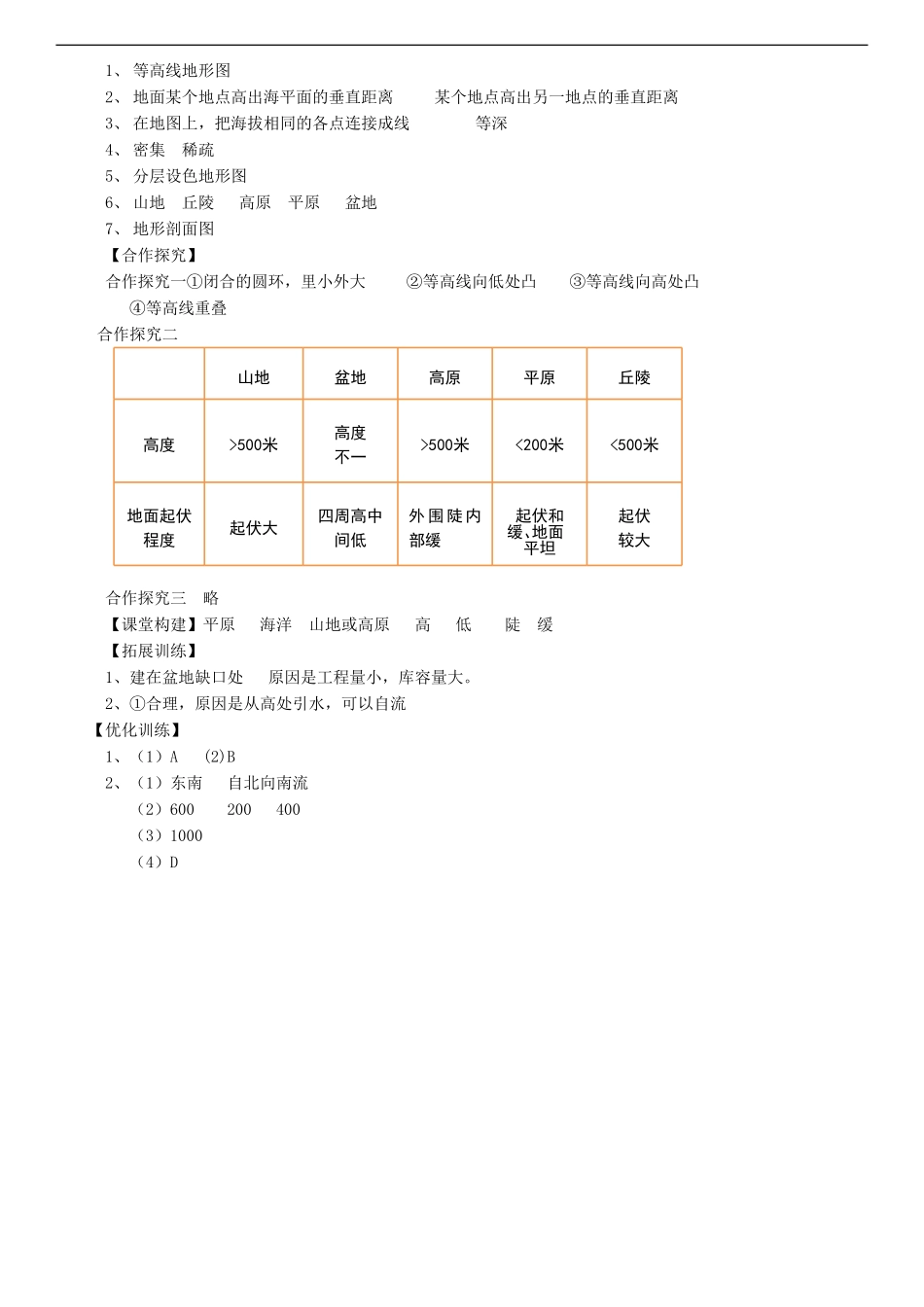 第一章第四节地形图的判读学案_第3页