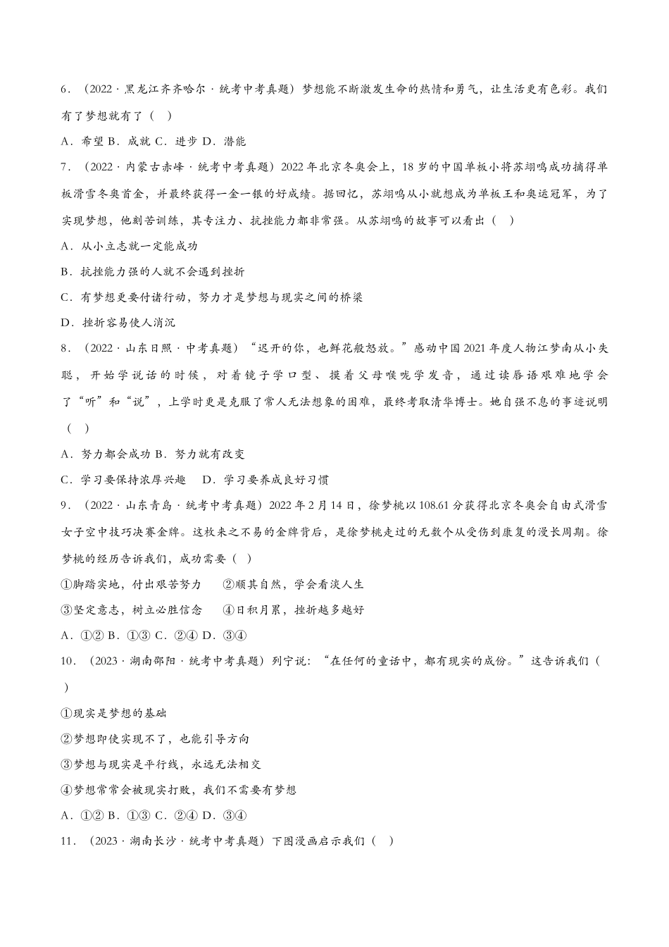 少年有梦（课时检测）（原卷版）_第2页