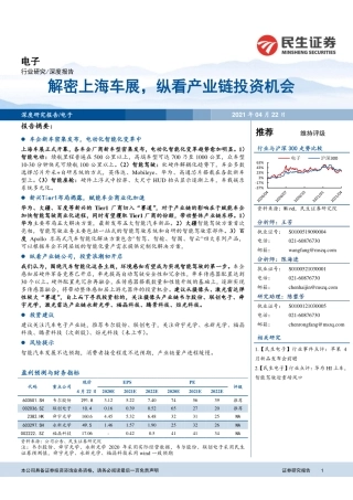 民生证券-电子：解密上海车展，纵看产业链投资机会